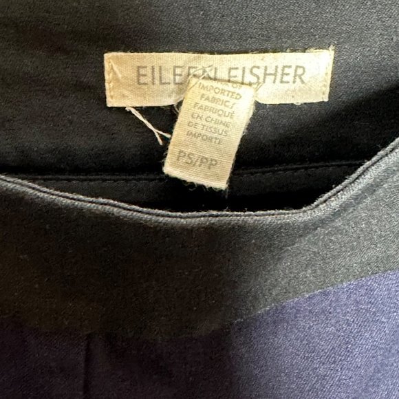 Eileen Fisher Navy Black Organic Cotton Slim Ankle Side Zip Pant Size PS/PP - Picture 4 of 4